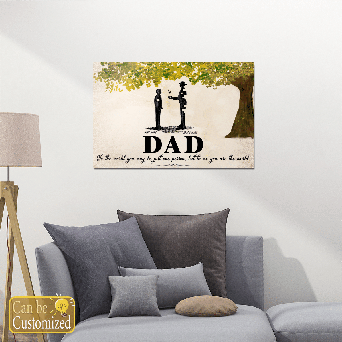 Personalized Poster Gifts For Dad You Are The World Custom Wall Art Vintage Tree