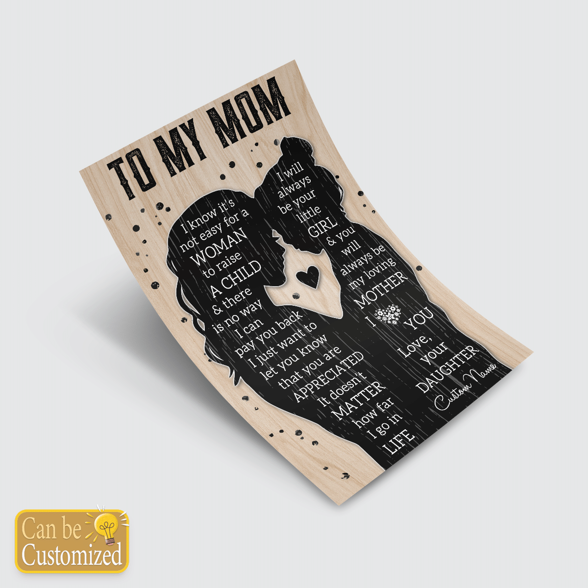 Gifts From Daughter To Mom Poster Silhouette Meaningful Quotes