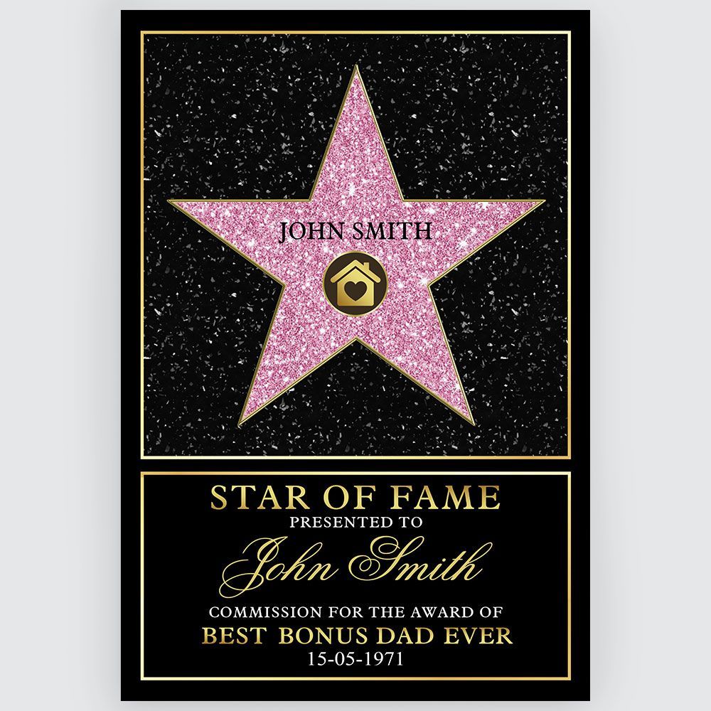Personalized Poster Best Bonus Dad Ever Star Of Fame Funny Gifts For Dad