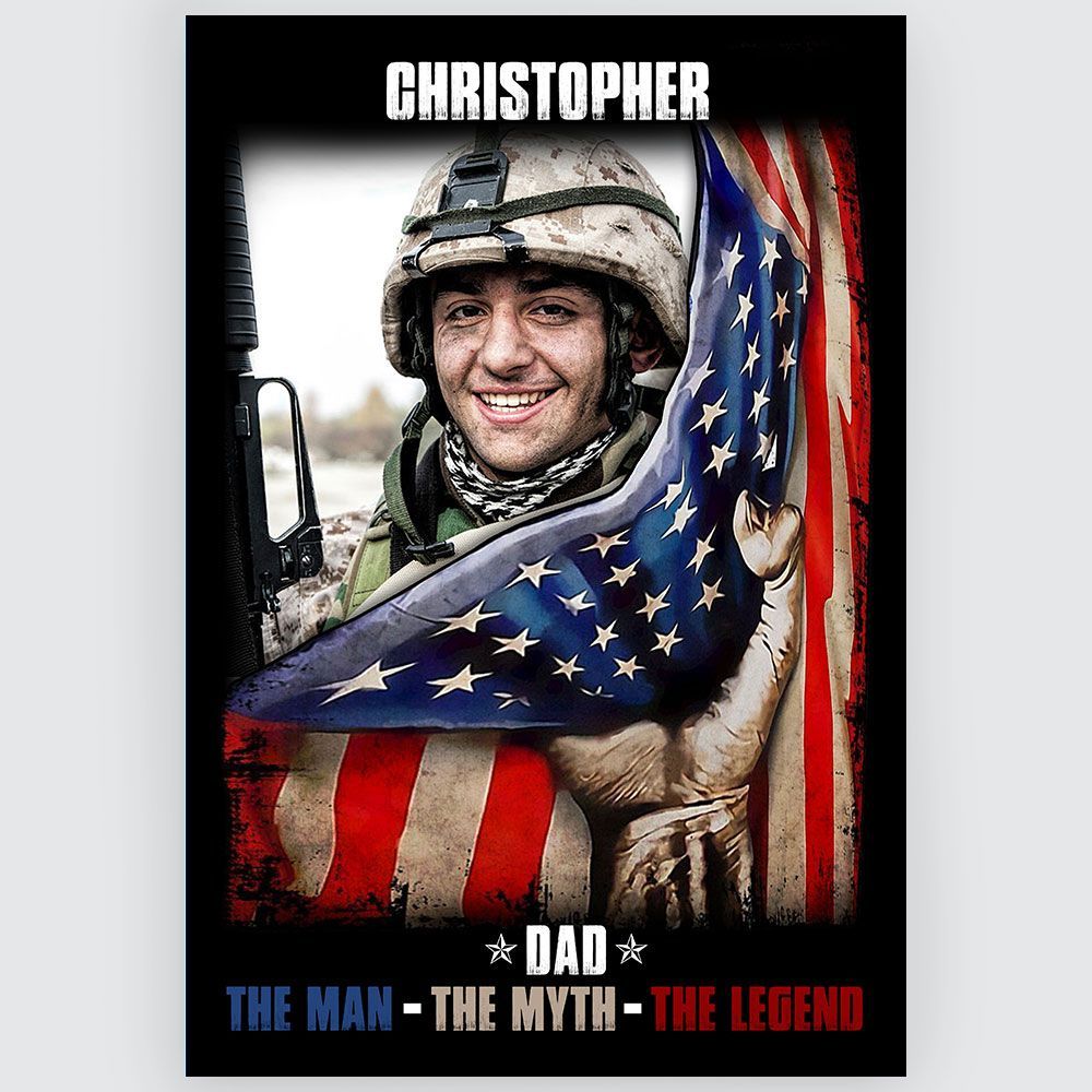 Dad The Man The Myth The Legend Personalized Name And Photo Veteran US Flag
