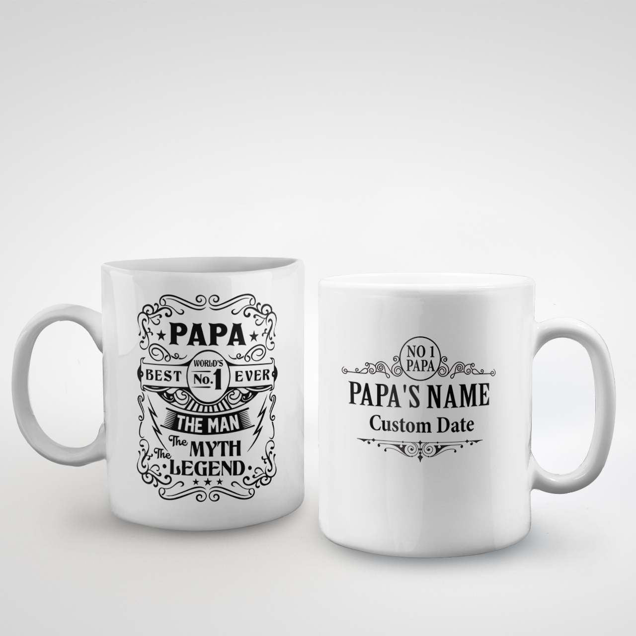 Best Papa Ever The Man The Myth The Legend Personalized Mug Whiskey Label Style