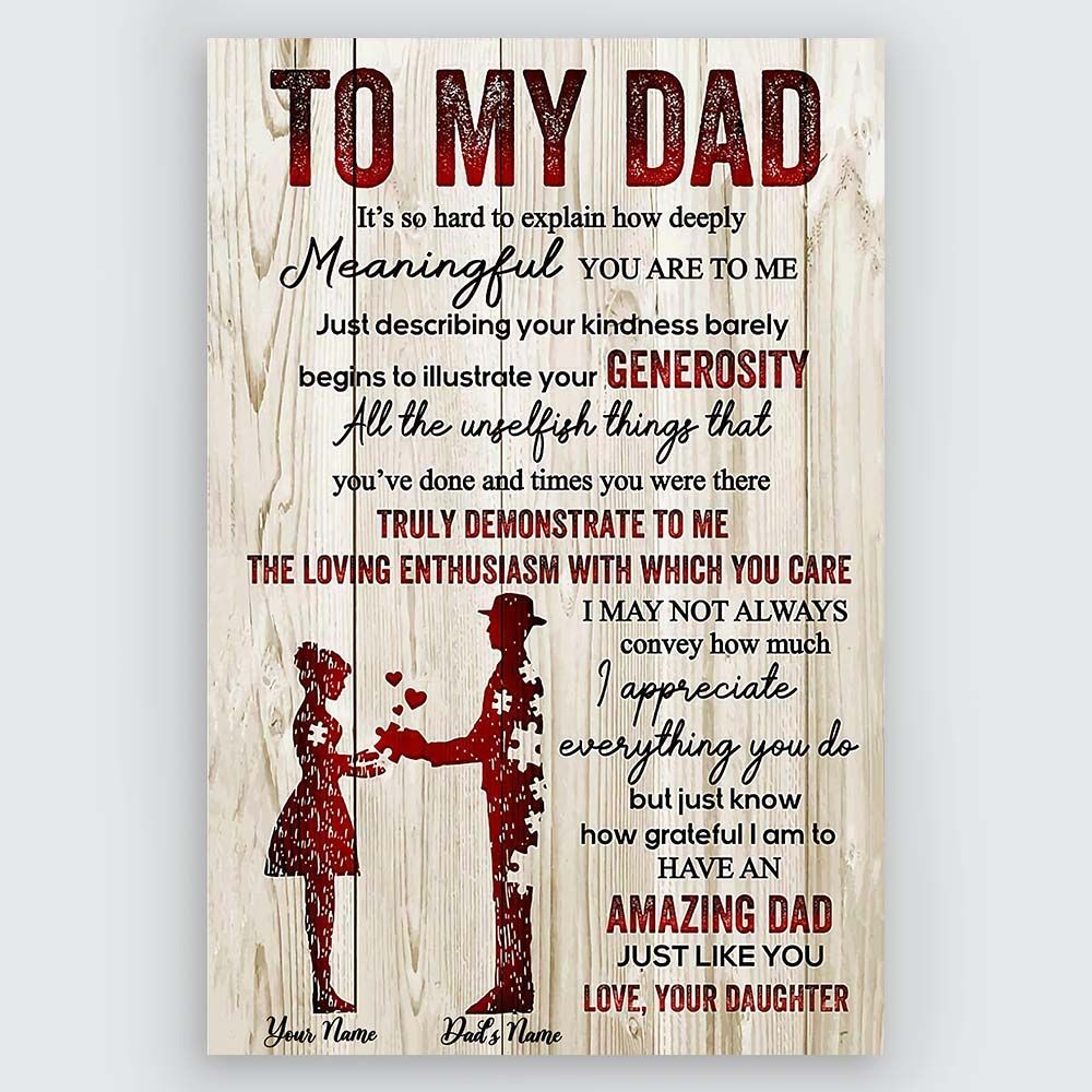 Personalized Poster Gifts For Dad From Daughter Meaningful Xmas Gifts Idea