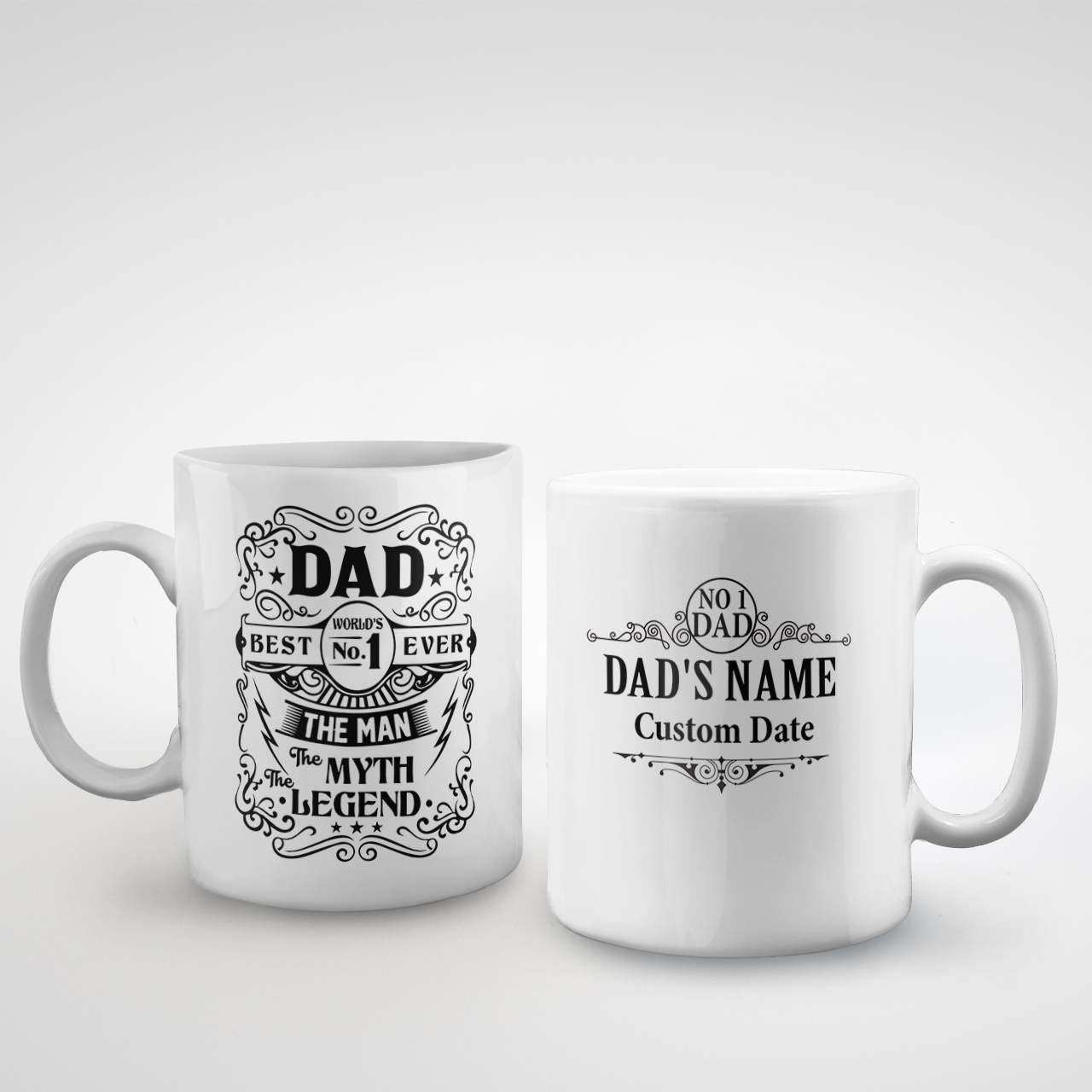 Best Dad Ever The Man The Myth The Legend Personalized Mug Whiskey Label Style