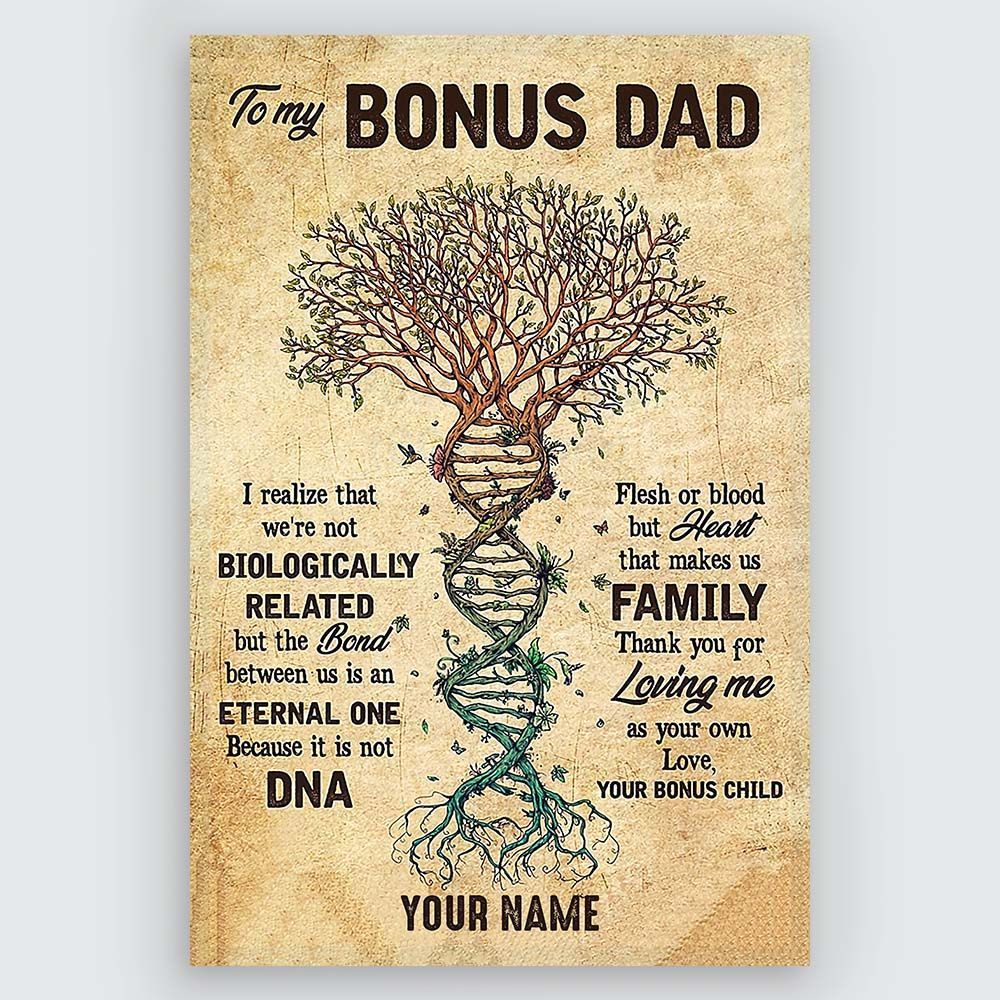 Bonus Dad Gifts Wall Art with Meaningful Quote and DNA Tree Vintage Art