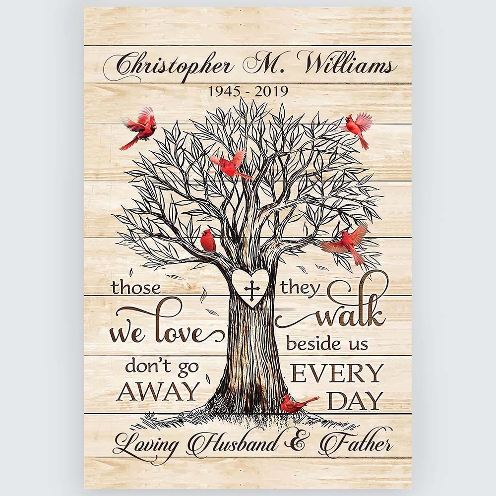 Memorial Gifts Sympathy Gifts | Cardinal Meaningful Quote Wall Art | Personalized In Loving Memory