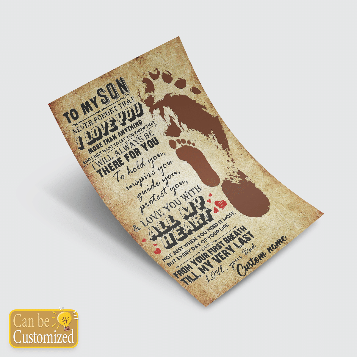 Personalized Poster To My Son Never Forget I Love You Custom Footprint