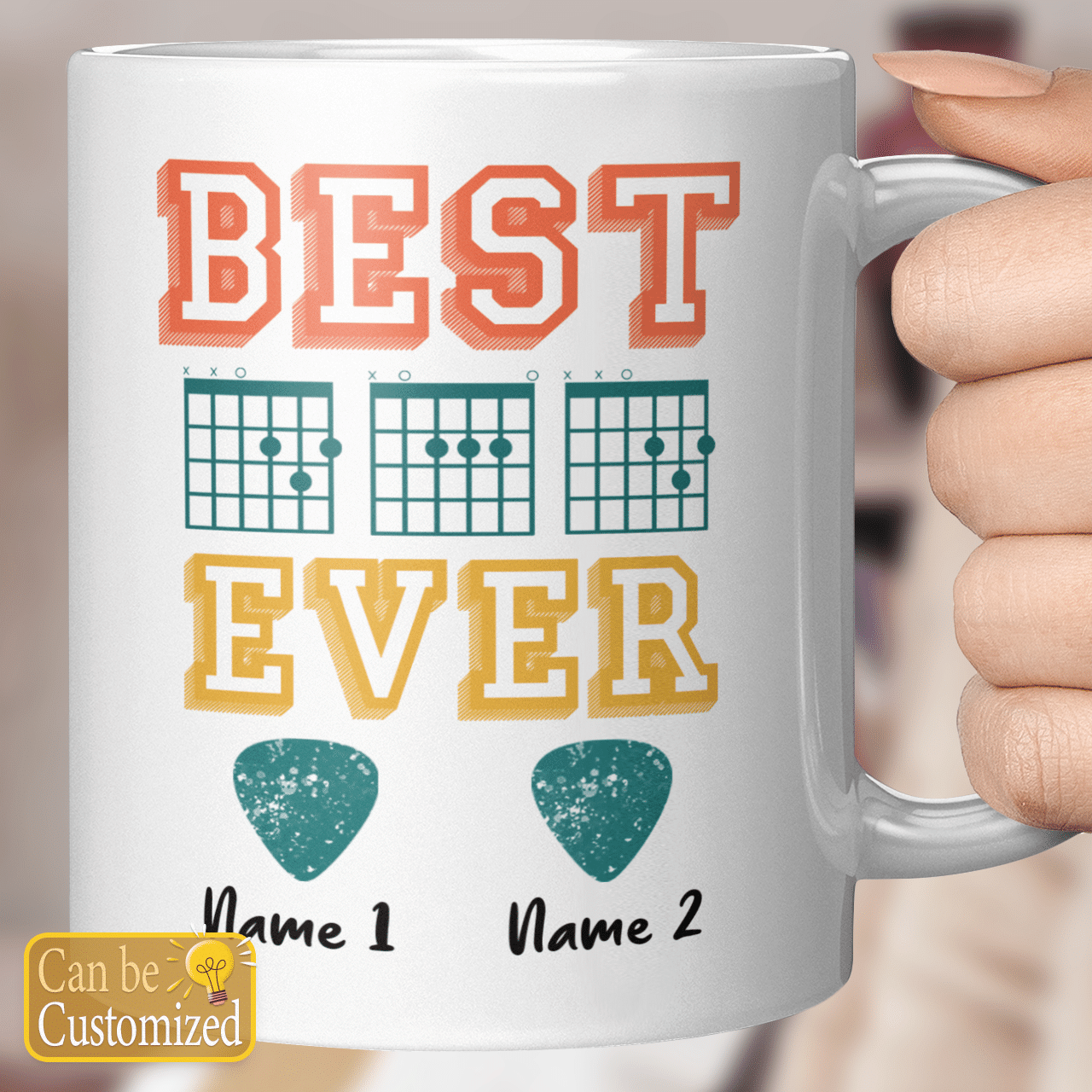 Personalized Gifts Best Dad Ever Guitar Chords Mug 2 Names