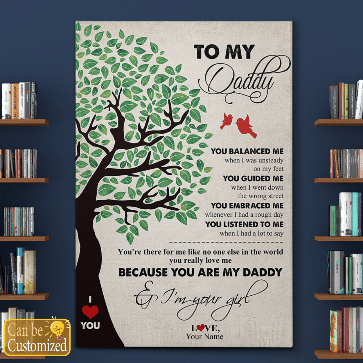 Personalized Canvas Gifts for Dad from Daughter Custom Name Gifts For Dad