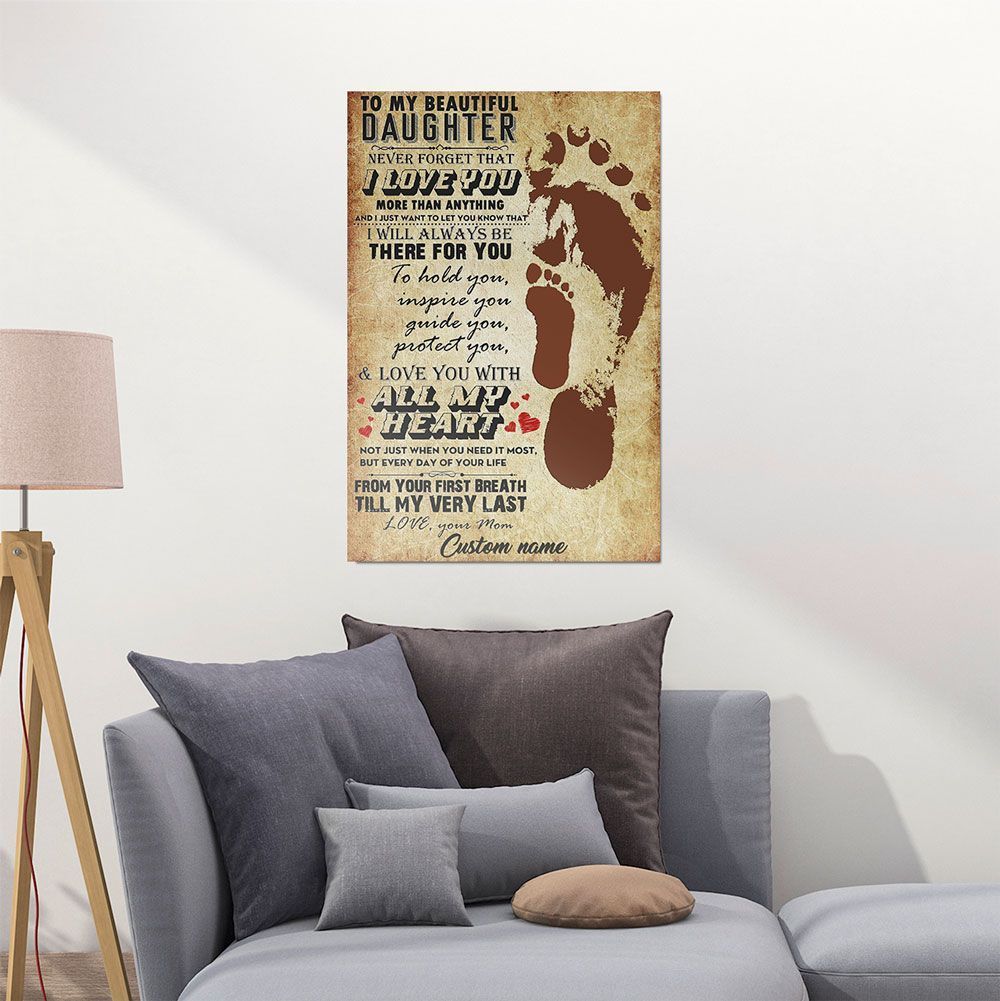 Personalized Poster Footprint Gifts For Daughter From Mom, Dad I Love You