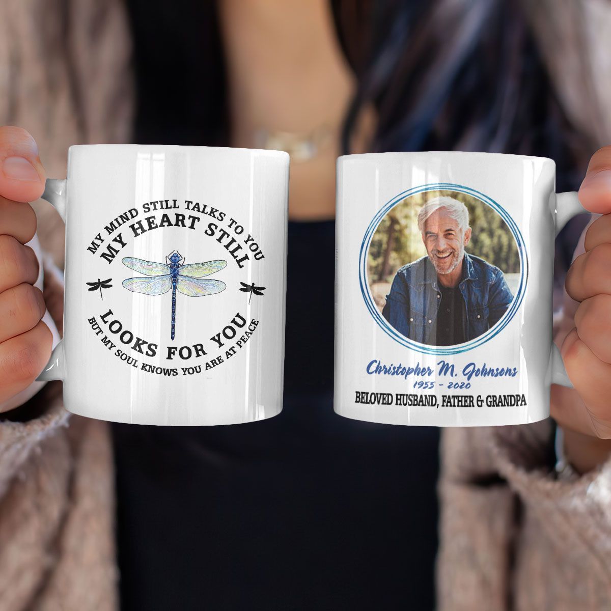 Personalized Mug Dragonfly Heaven Quotes My Heart Still Looks For You