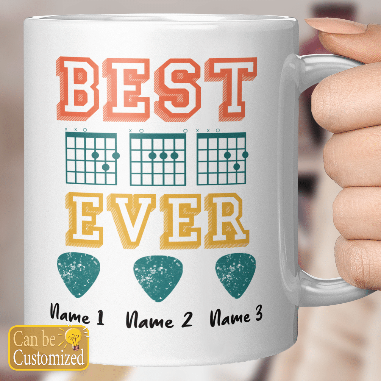 Personalized Gifts Best Dad Ever Guitar Chords Mug 3 Names