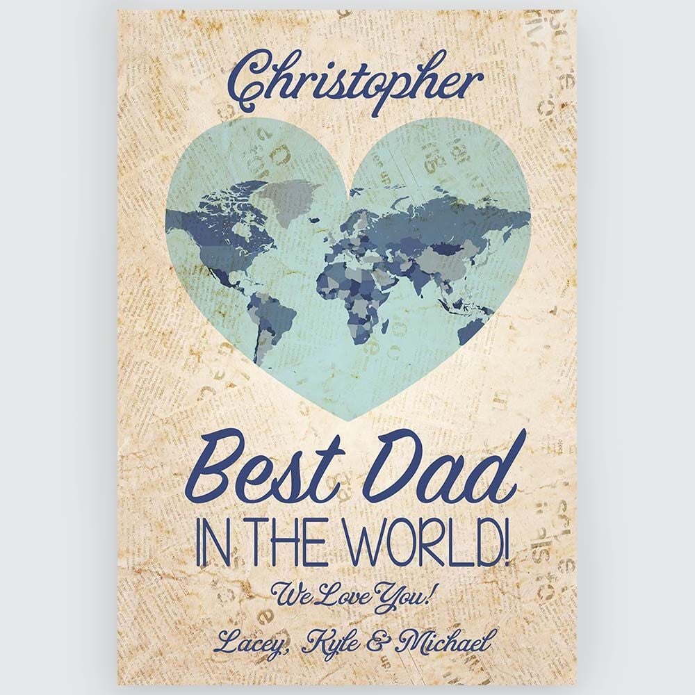 Gifts for Dad Best Dad In The World Poster Canvas Wall Art Personalized Gifts