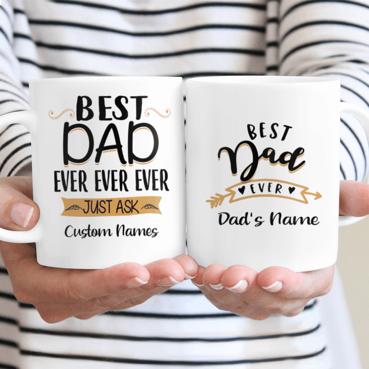 Gifts for Dad Best Dad Ever Ever Ever Custom Name Mug Gift