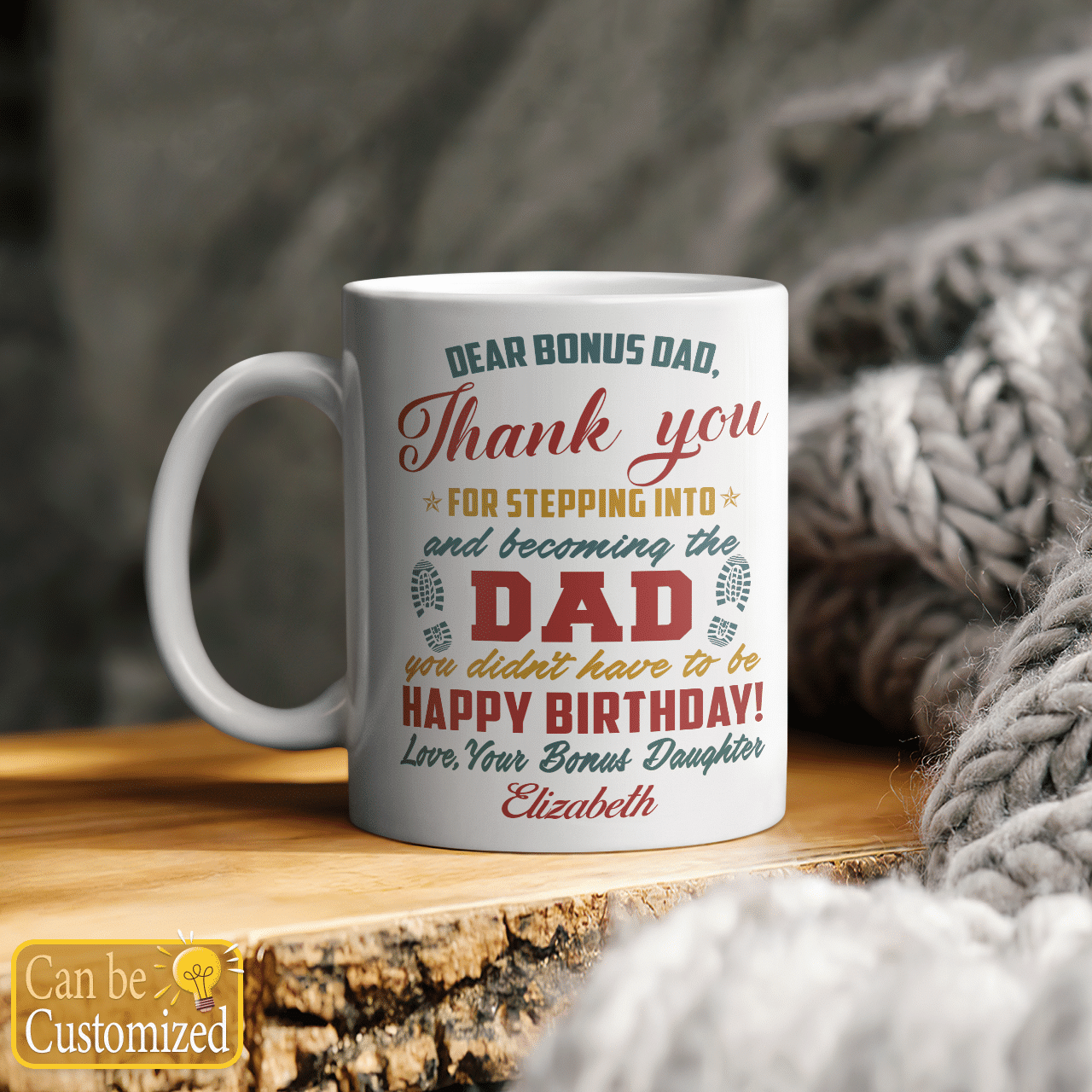 Personalized Mug Funny Birthday Gifts For Bonus Dad Thank You For Stepping Into