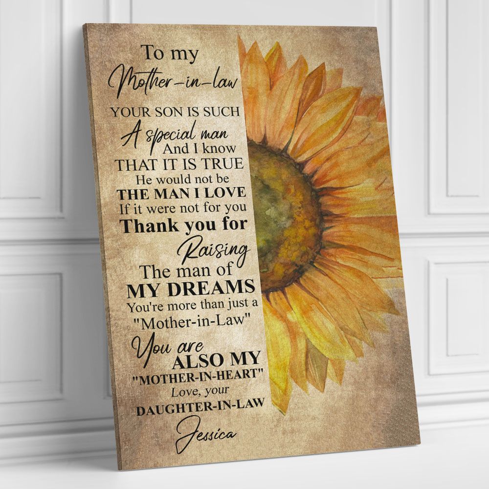 Personalized Canvas Sunflower To My Mother In Law Meaningful Gifts From Daughter In Law