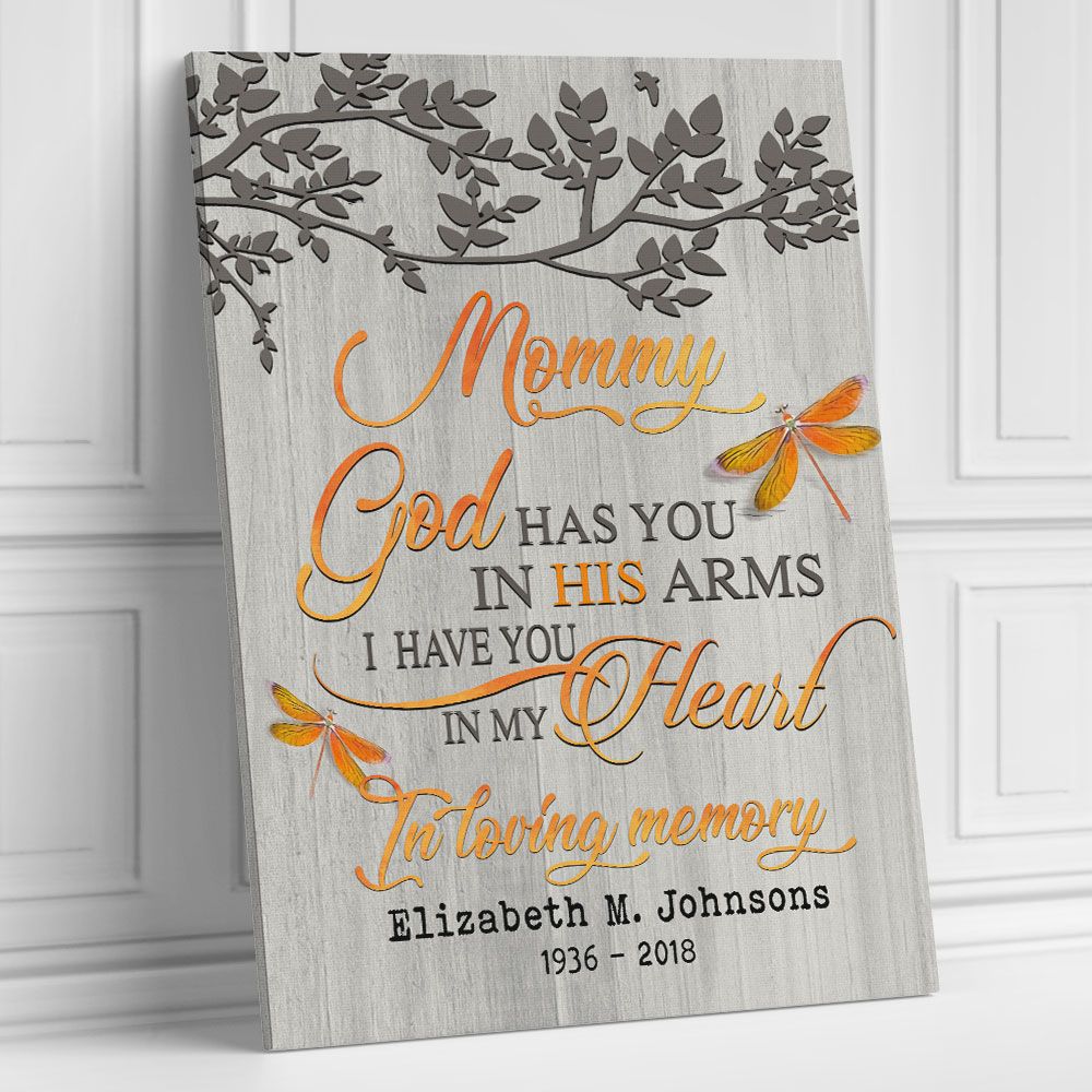 Mom Memorial Gifts Canvas God Has You In His Arm