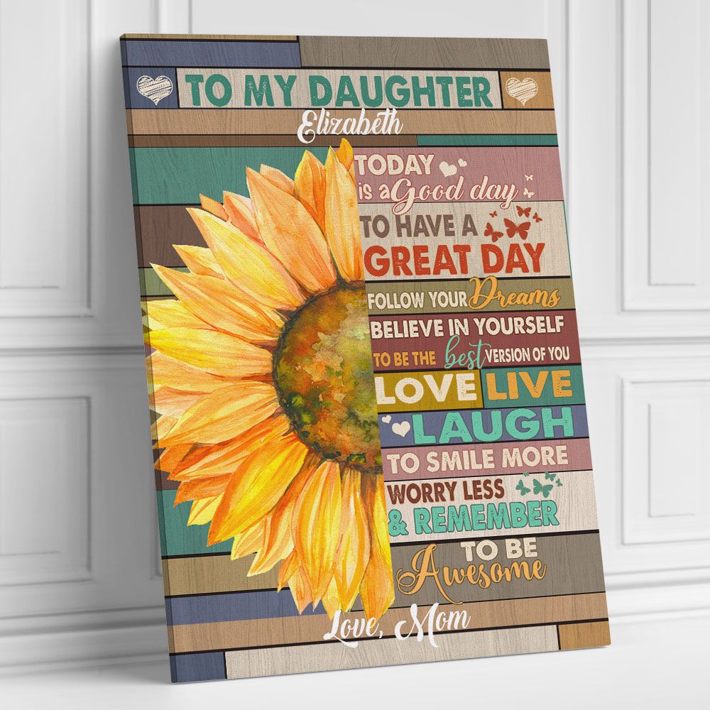 To My Daughter From Mom Personalized Canvas Sunflower Custom Name