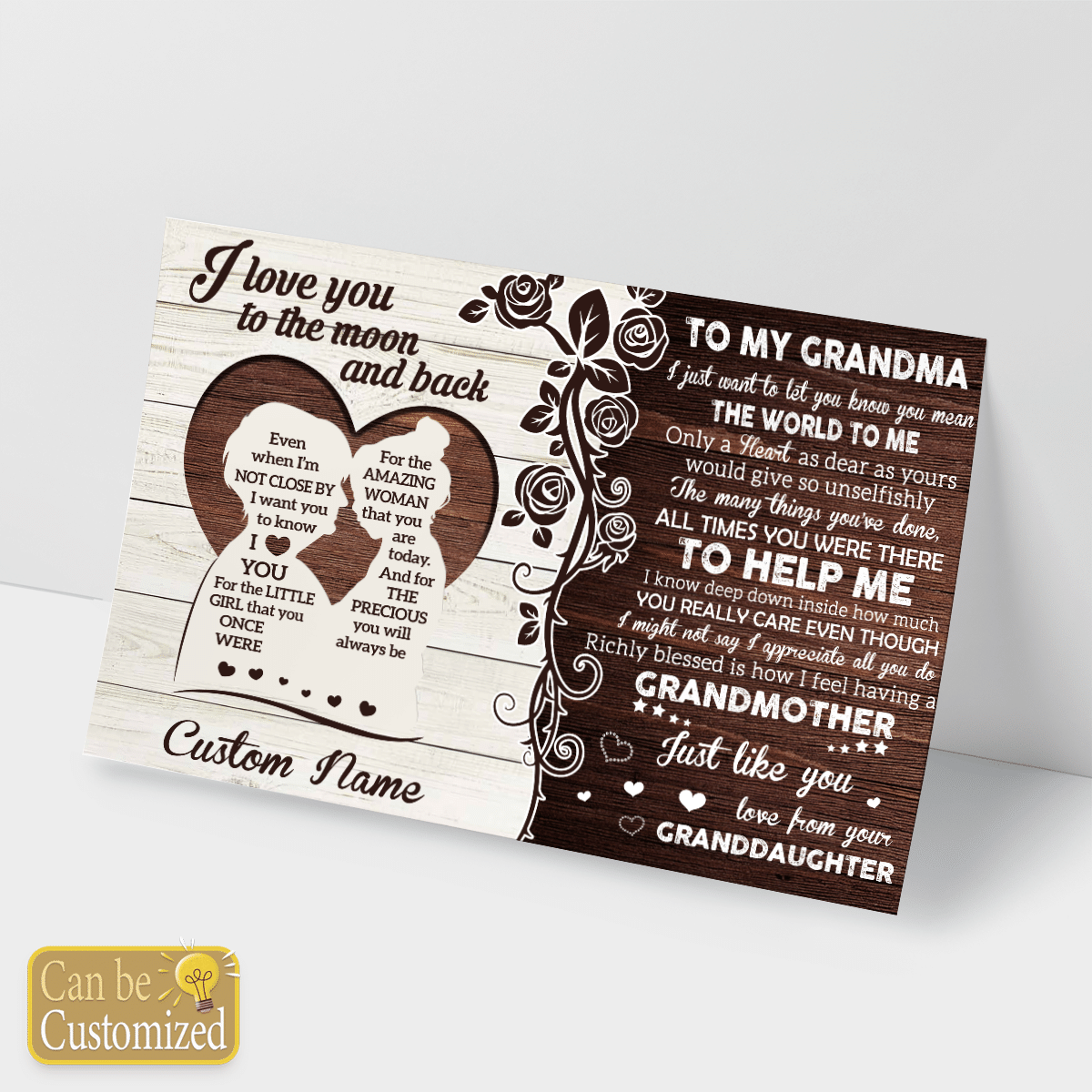 Personalized Gift For Grandma From Granddaughter Love You To The Moon And Back Wall Art