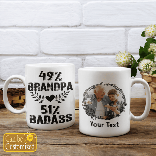 49% Grandpa 51% Badass Custom Name Mug Personalized Gift