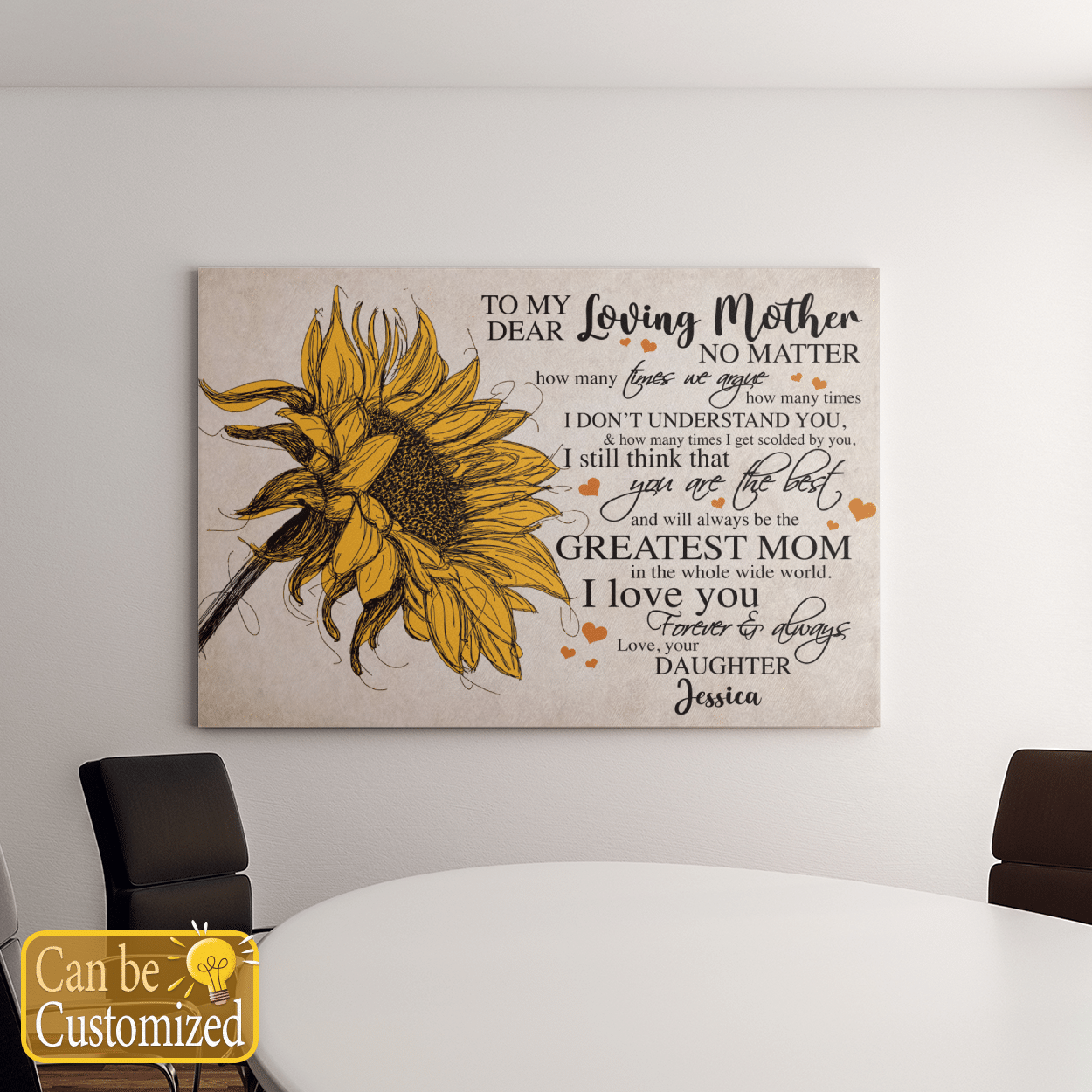 Personalized Sunflower Wall Art To My Dear Loving Mother Gifts From Daughter