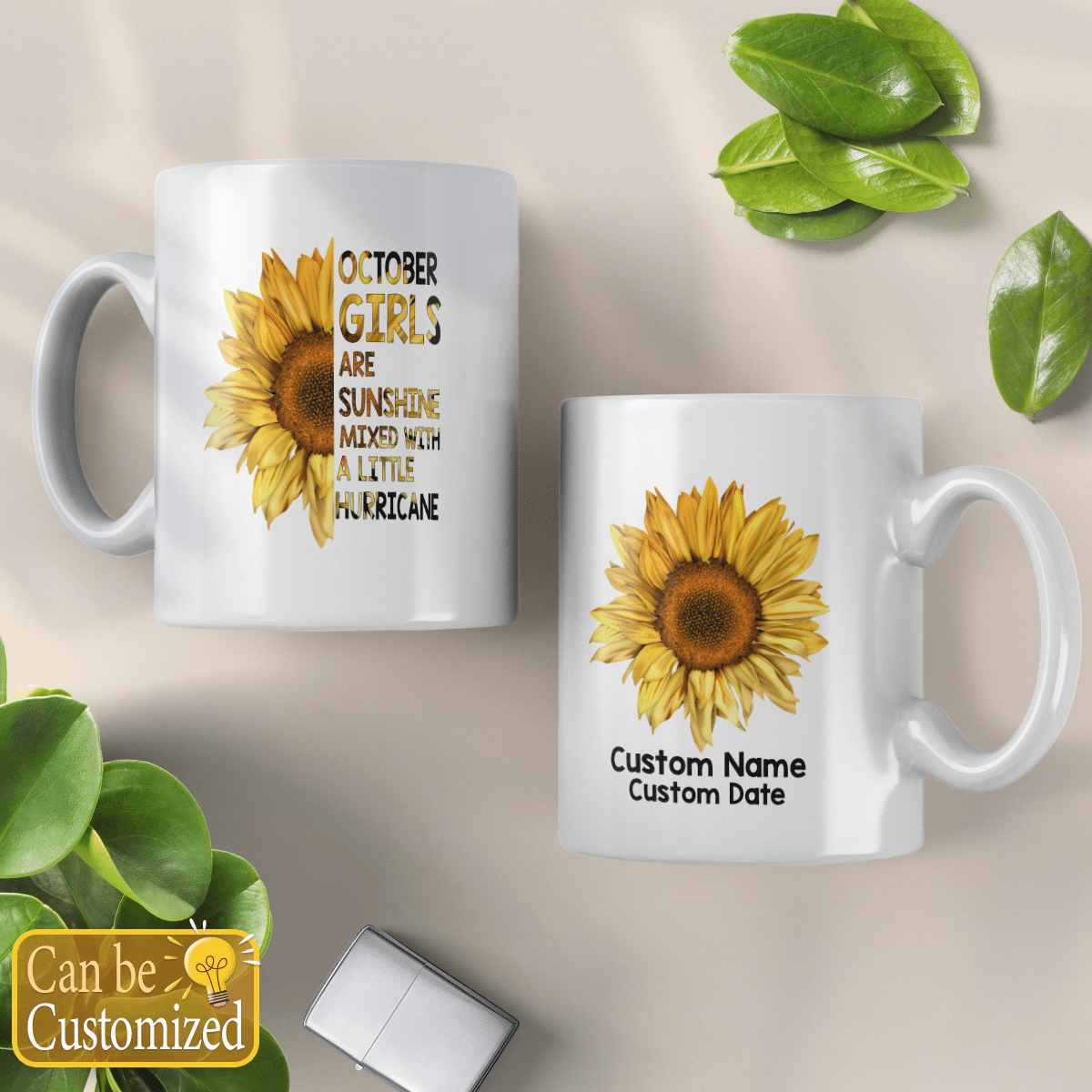 Personalized Mug Sunflower Sunshine Mixed With A Little Hurricane Birthday Gifts For Mom, Aunt, Grandma