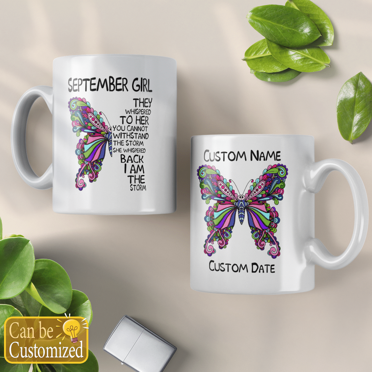 Personalized Birthday Gifts For Mom, Aunt, Grandma, Sister Custom Mug Butterfly I Am The Storm