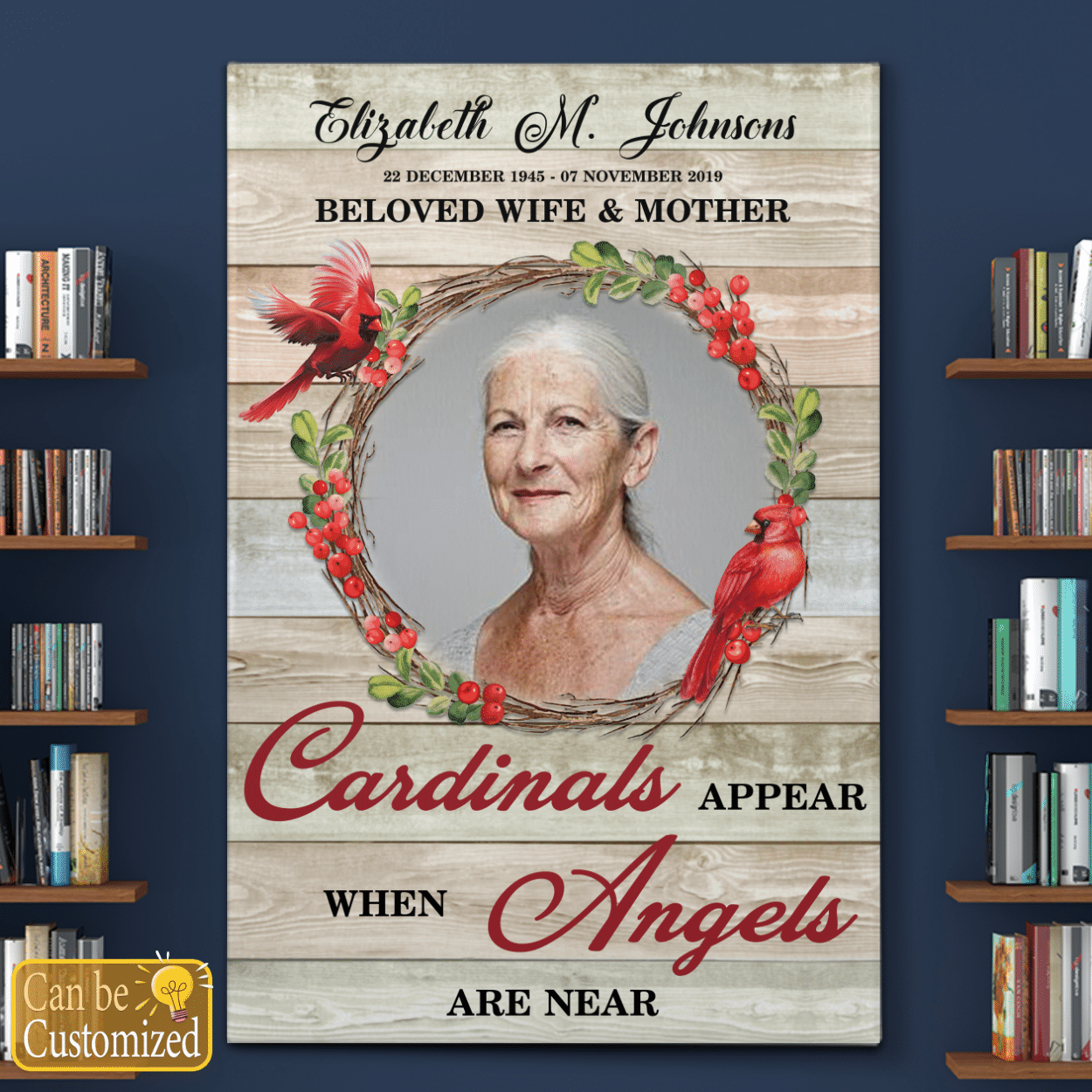Personalized Memorial Gifts Canvas Wall Art Cardinals Appear When Angels Are Near