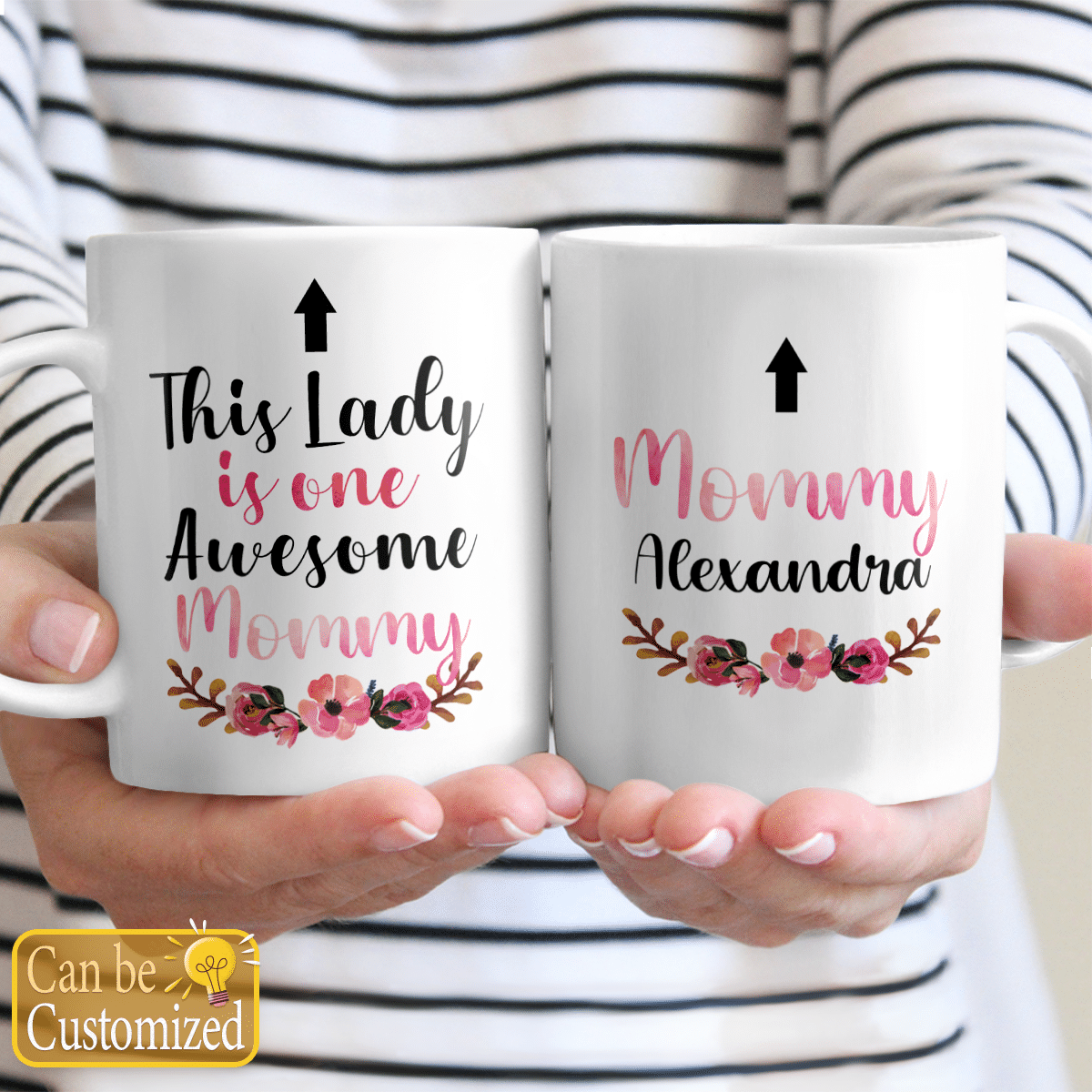 Gifts for Mom Grandma Aunt Bonus Mom Personalized Mug This Lady Is One Awesome