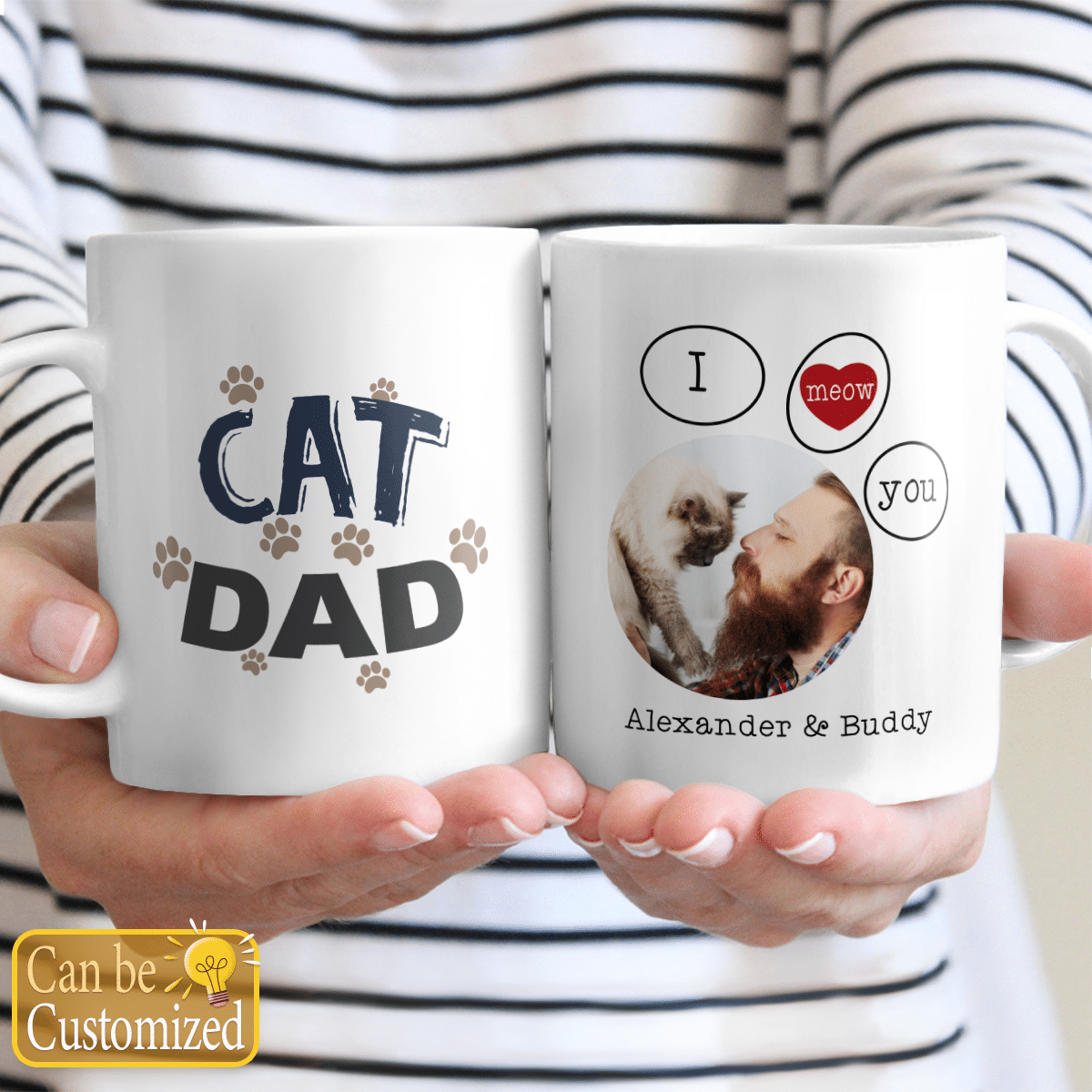 Personalized Photo Coffee Mug For Cat Dad Funny Gifts Idea