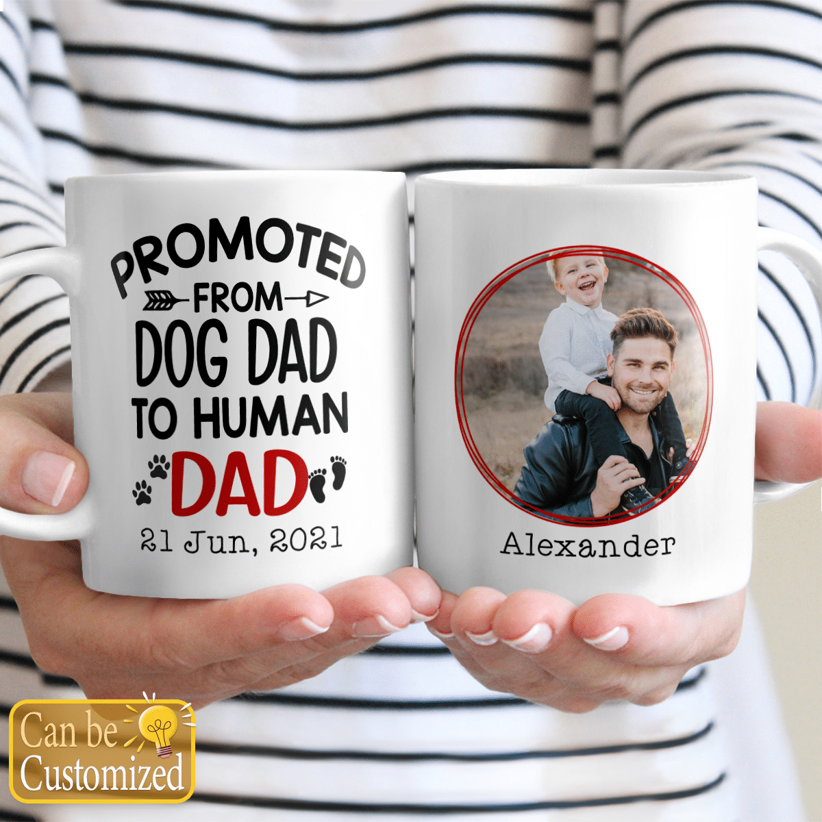 Promoted From Dog Dad To Human Dad Coffee Mug Funny Gifts Idea