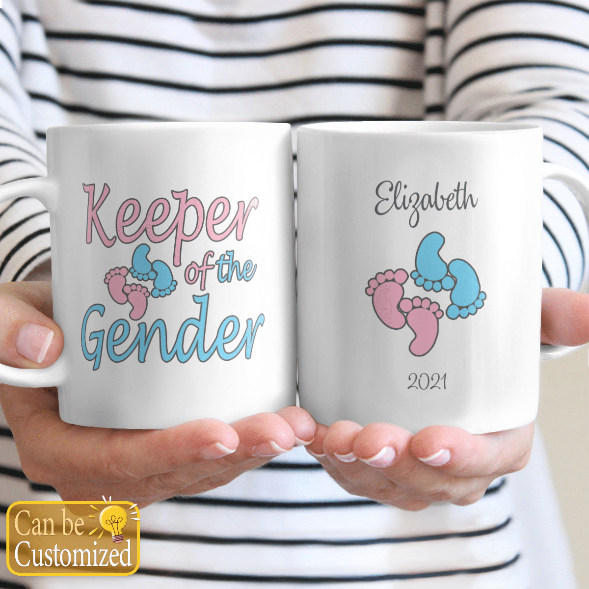 Keeper of the Gender CoffeeMug Gifts for Mom To Be Custom Name and Date