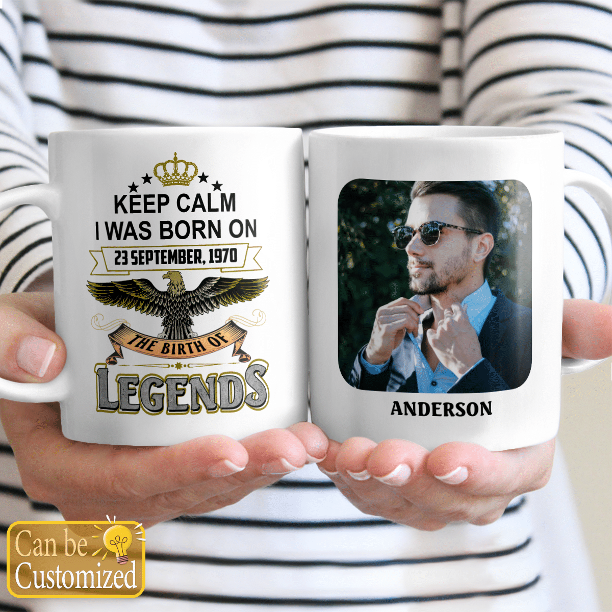 Personalized Photo Mug Happy Birthday Gifts For Him, Dad, Grandpa, Uncle The Birth Of Legends