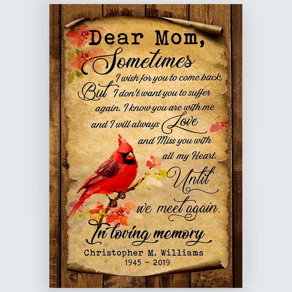 Memorial Canvas Gifts Mom In Loving Memory Cardinal Bird