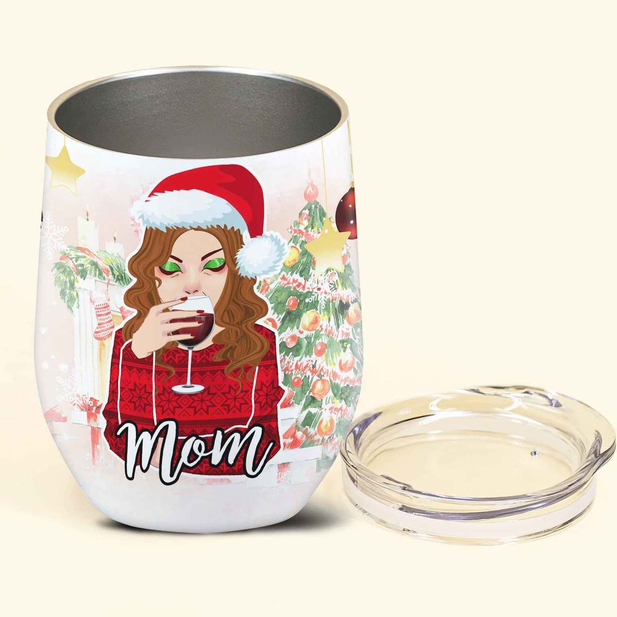 Personalized Christmas Mom Wine Tumbler Custom Christmas Gift For Mommy