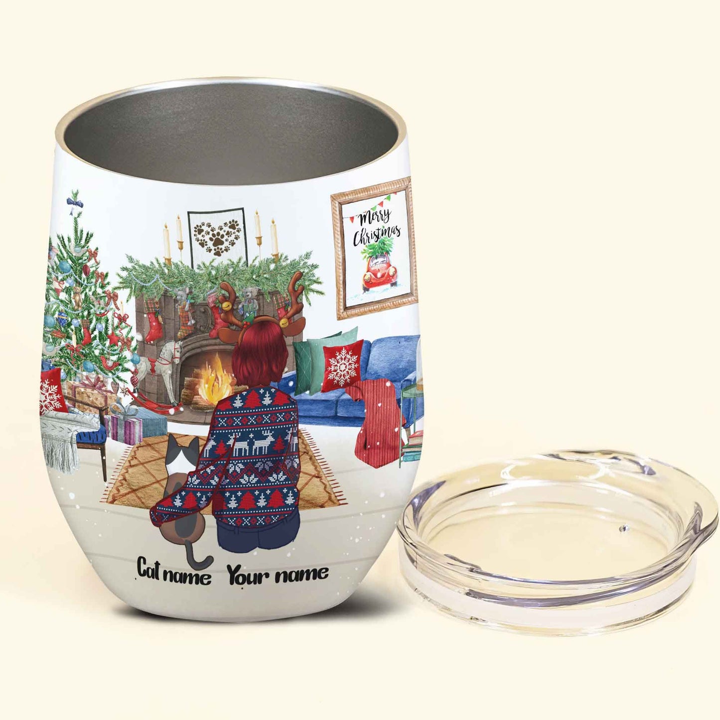 Christmas Is Better With My Cat Personalized Wine Tumbler Gift For Cat Mom