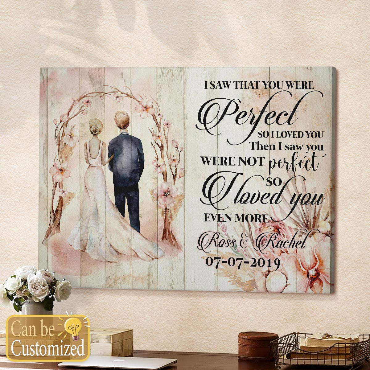 Couple Wedding Anniversary Personalized Canvas You Were Perfect So I Loved You