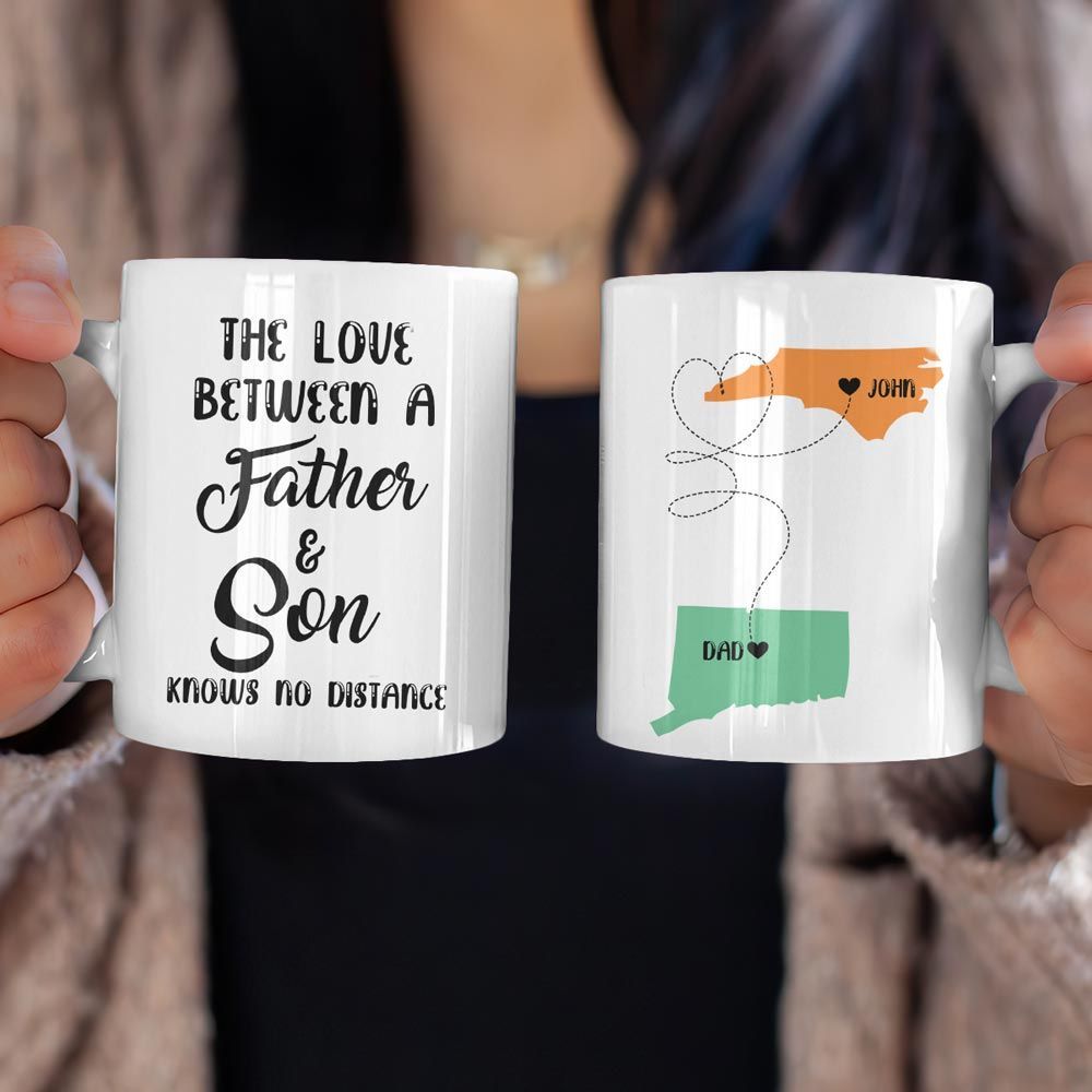 Dad Gifts The Love Between Father And Son Mug Custom US States