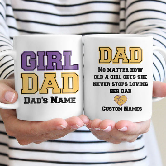 Gifts For Dad Custom Name Girl Dad Mug From Daughter Proud Basketball Dad