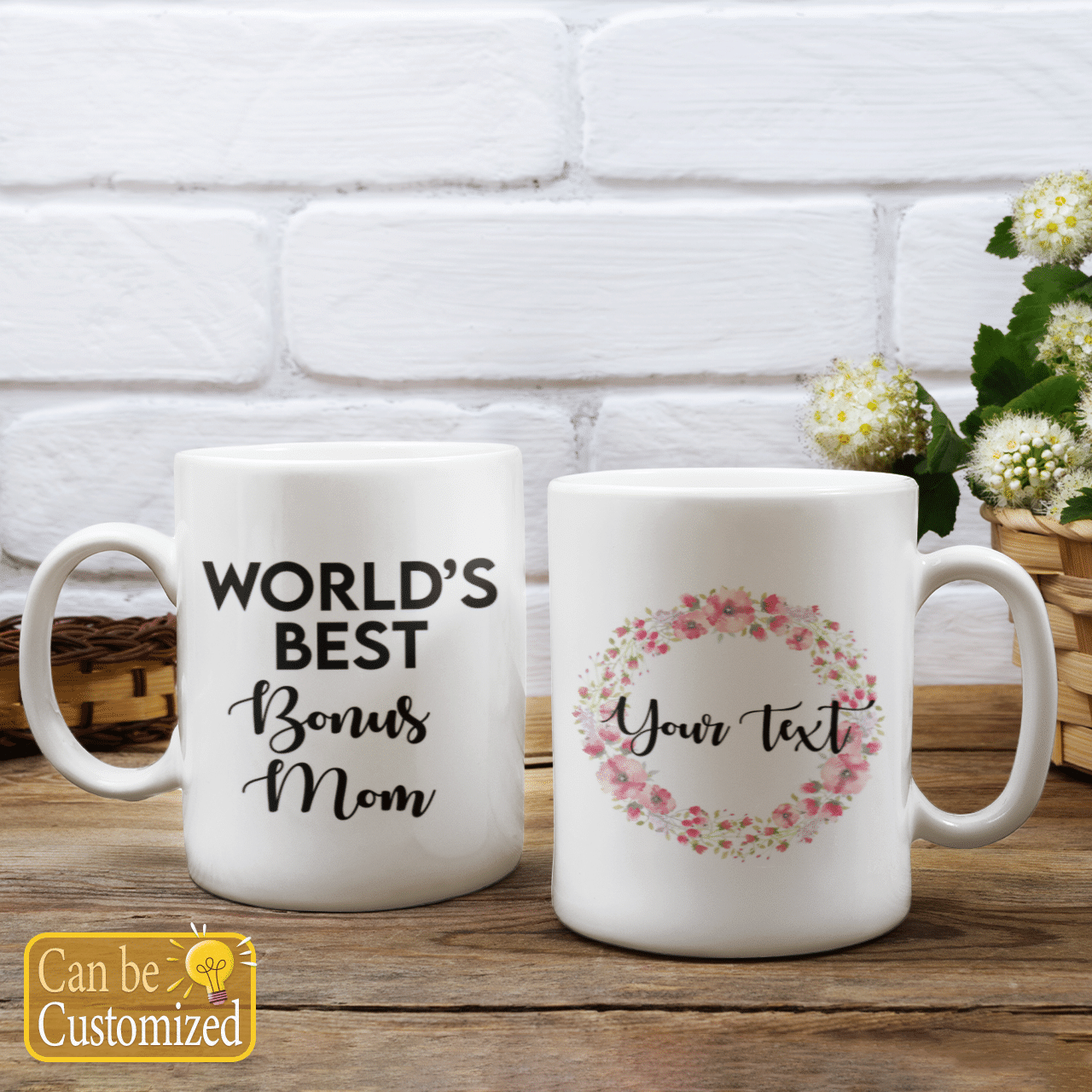 World's Best Bonus Mom Custom Name Mug