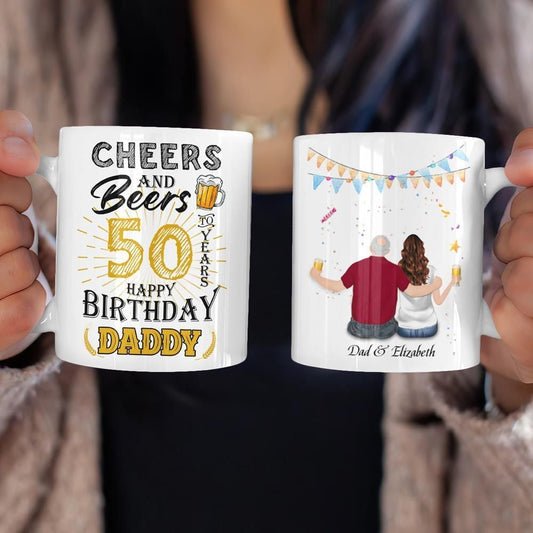 Personalized Mug Funny Birthday Gifts Happy Birthday Cheer and Beer Gifts For Dad, Uncle, Grandpa