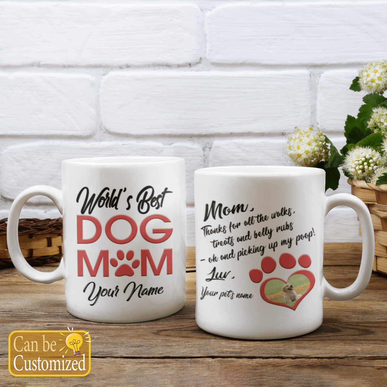 Personalized Gift For Dog Mom World's Best Dog Mom Mug Custom Name & Photo