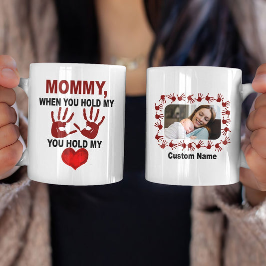 Personalized Gift Mommy When You Hold My Hand You Hold My Heart Mug