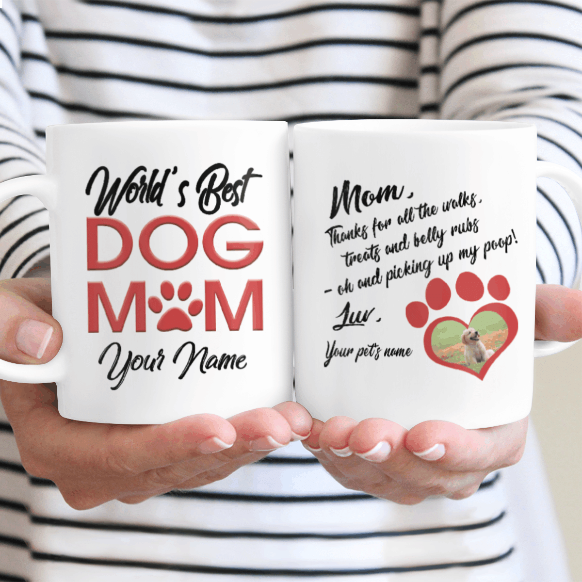 Personalized Gift For Dog Mom World's Best Dog Mom Mug Custom Name & Photo