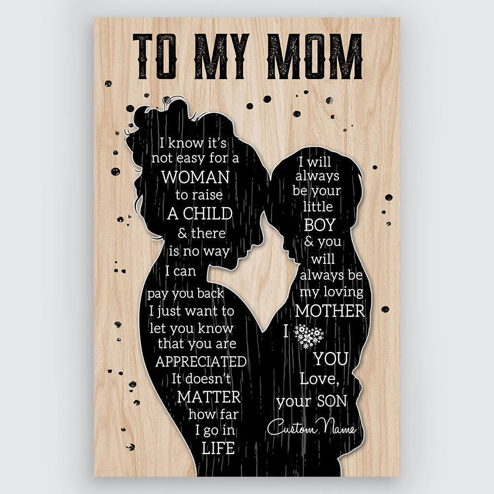 Personalized Gift Poster To My Mom Gift From Son Custom Name