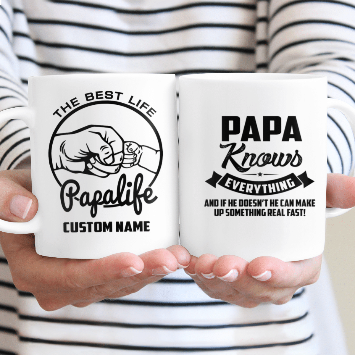 The Best Life Papa Life Custom Name Mug Papa Knows Everything