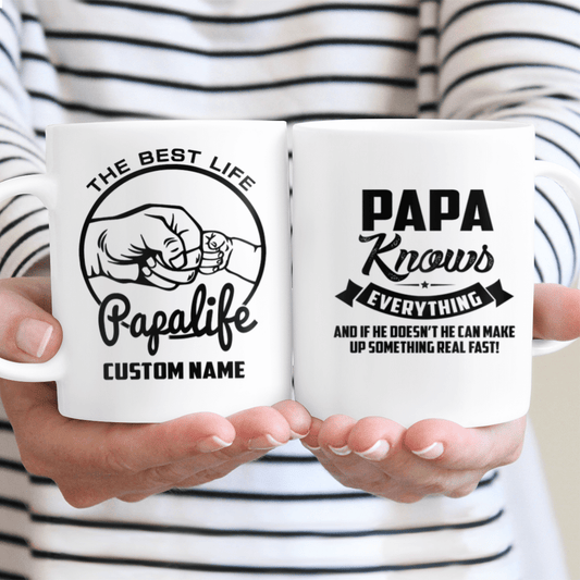 The Best Life Papa Life Custom Name Mug Papa Knows Everything