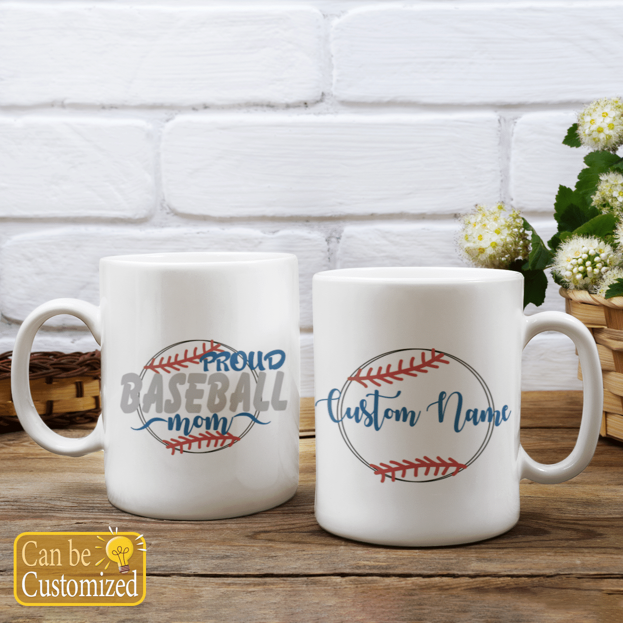 Proud Baseball Mom Custom Name Mug Personalized Gift