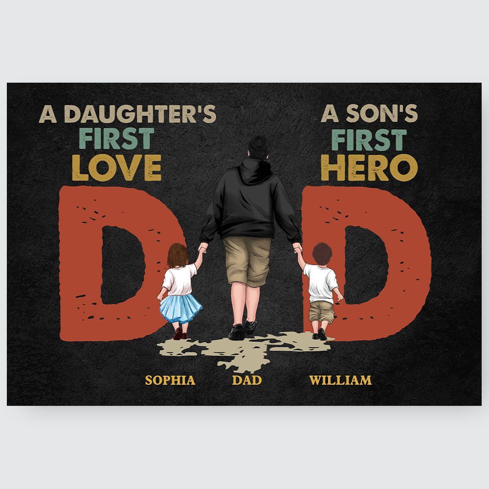 Gifts for Dad Personalized Wall Art Daughter's First Love Son's First Hero