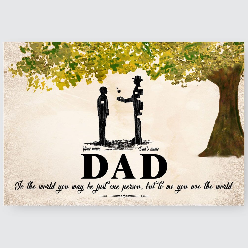 Personalized Poster Gifts For Dad You Are The World Custom Wall Art Vintage Tree