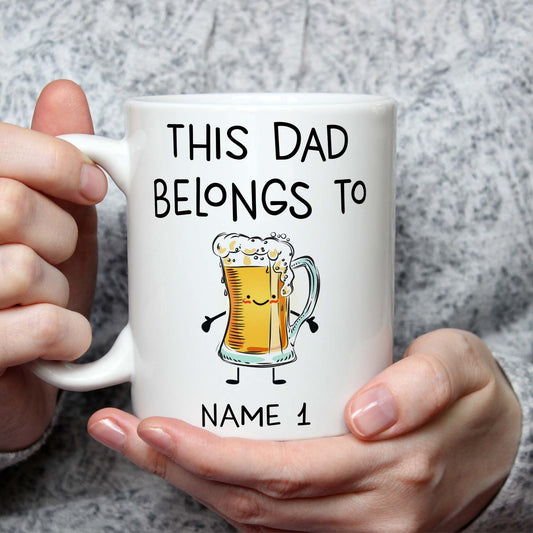 Gifts for Dad This Dad Belongs To Beer Mug Funny Personalized Gifts